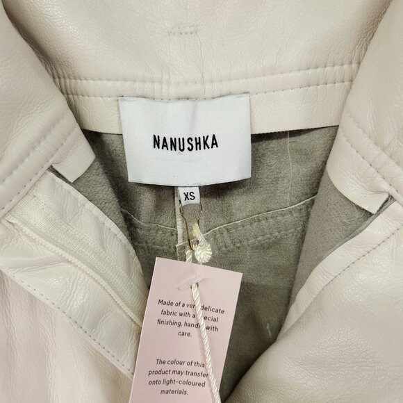 Nanushka Vegan Leather Pants Size XS Taper Ivory High Rise Pockets - Picture 9 of 16